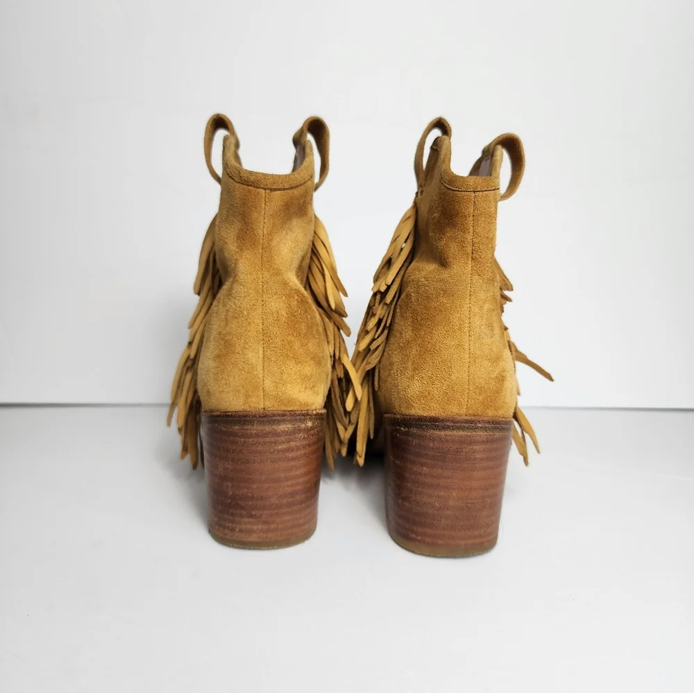 & Other Stories Suede Fringe Ankle Booties Western Boho Womens 9